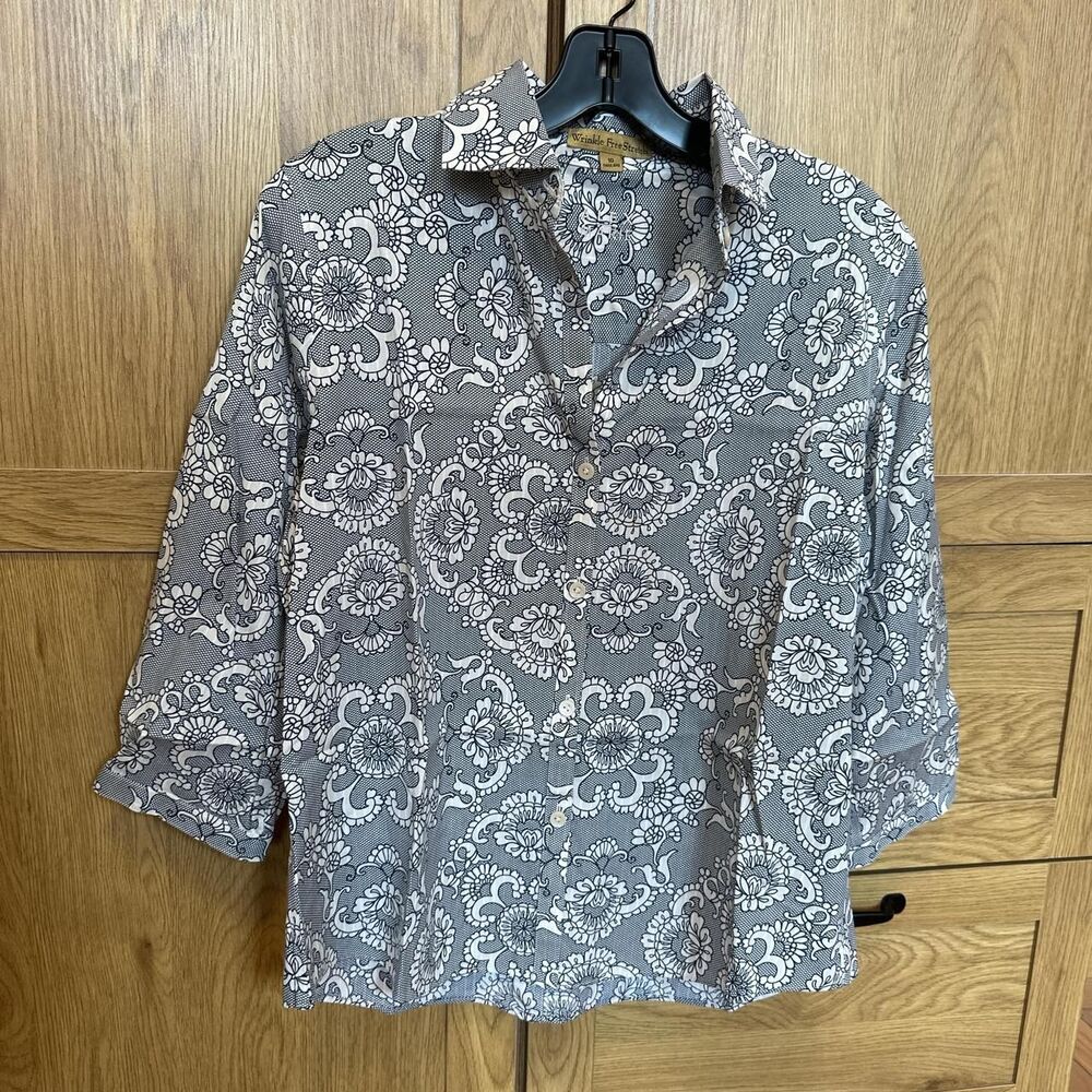 Vintage Alex&Marie Stretch Women’s Floral Button Blouse wrinkle-free non-iron